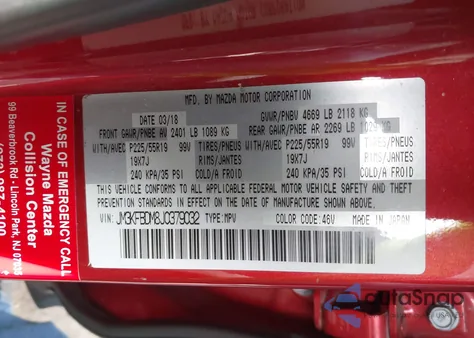 2018 Mazda Cx-5 Grand Touring z USA, uszkodzony, nr VIN JM3KFBDM8J0379032